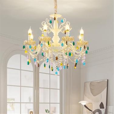 Imagem de Lustre de cristal de luxo europeu com LED para sala de estar americana, restaurante, quarto, villa, hotel, duplex, luminária pendente (F 8 luzes)