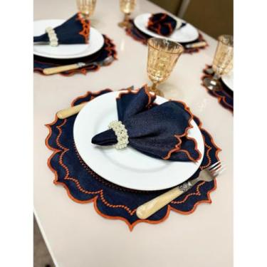 Imagem de Conjunto de 12 jogos americanos estilo americano Jogos americanos para uma mesa de jantar para 6 pessoas Arranjo de mesa Guardanapos redondos Mesa de jantar(Modelo Italia)