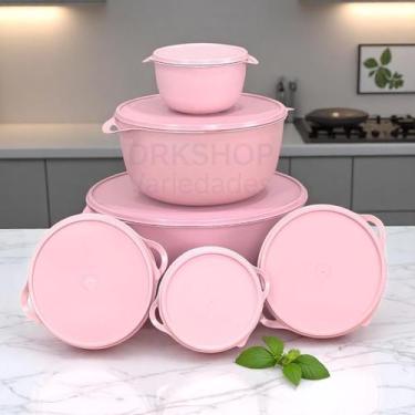 Imagem de Kit 6 Potes Plastico Redondos Bowl Livre BPA Cozinha Armazenar Aliment