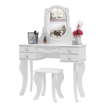 Imagem de Penteadeira patrimar princesa com banquinho branca, Branco