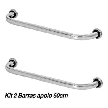Imagem de Kit 2 Barras De Apoio De Idoso Para Banheiro 60cm - MetalCromo