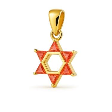 Imagem de 3 ARCHES USA Colar feminino de prata esterlina com estrela de Davi - pingente de prata esterlina 925 com pedras de zircônia cúbica multicoloridas - joia da Terra Santa banhada a ouro com corrente de