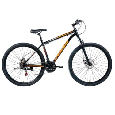 Imagem de Bicicleta Mountain Bike Aro 29, Quadro em Aço Carbono, com Câmbio e Freio a Disco, para Trilhas e Uso Urbano