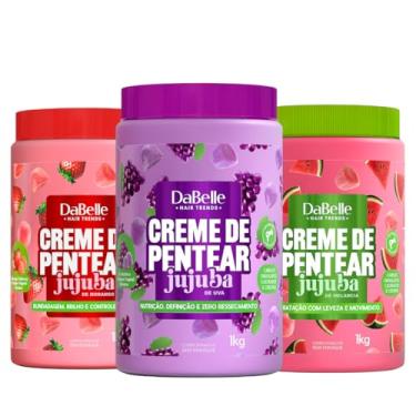 Imagem de Kit Dabelle Jujuba 3 Cremes de Pentear Desembaraçante Anti Frizz Melancia + Uva + Morango 1Kg