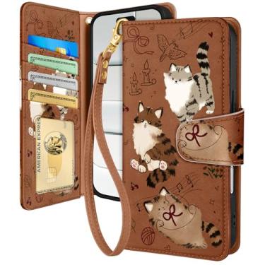 Imagem de Toycamp Capa carteira para iPhone 17 Air com alça de pulso - Capa de telefone flip de couro com bloqueio RFID 4 porta-cartões para Apple para iPhone 17 Air Funda estética fofa para mulheres senhoras