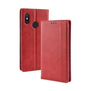 Imagem de Capa para XIAOMI Mi 8 SE,Retro Flip magnético,Caso de telefone de couro PU,Design de carteira com 3 slots de cartão e 1 clipe de dinheiro -Red