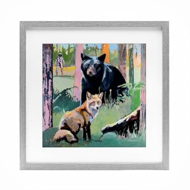 Imagem de Stupell Industries Impressão emoldurada de animais da floresta no espaço profundo cinza sob vidro, design por Adam Swanson, 13 x 13