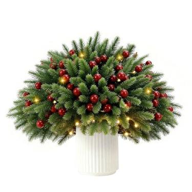 Imagem de NAYODEUS 46 ramos de pinheiro de Norfolk de Natal, cada conjunto vem com uma lâmpada de haste de ramo. Pluma verde artificial de 24 cm, adequada para grinaldas artesanais e decoração de casa.