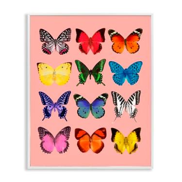 Imagem de Stupell Industries Espécie de borboleta em arte giclée emoldurada rosa cinza, design por LISH Creative, 14 x 11