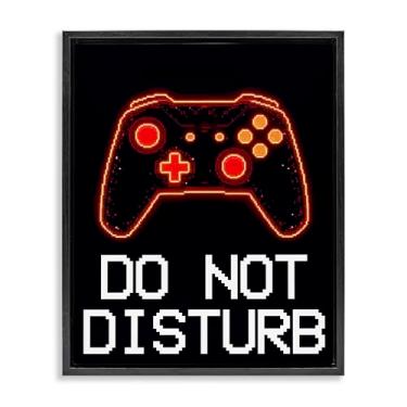 Imagem de Stupell Industries Do Not Disturb Neon Control Tela flutuante emoldurada cinza arte de parede, design por Kim Allen, 30 x 25