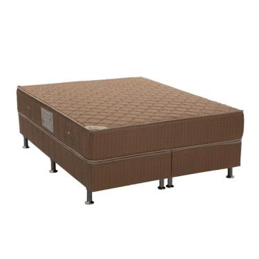 Imagem de Cama Box Queen: Colchão Molas Ortobom Nanolastic Spring + Base Marrom(158X198)