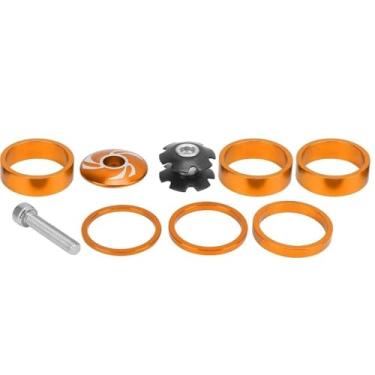 Imagem de Chiffonade Kit espaçadores de fone de ouvido de bicicleta, espaçadores de haste de guidão de liga de alumínio para bicicletas de montanha e estrada, inclui 6 espaçadores, girassol de aço e tampa