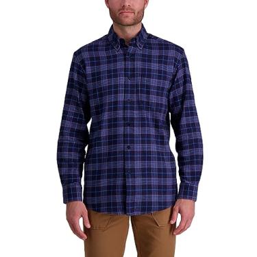 Imagem de Haggar Camisa masculina clássica xadrez de flanela, azul, Azul, G
