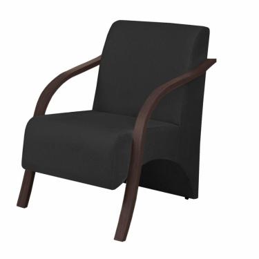 Imagem de Poltrona Vênus 1 Lugar Braço Madeira D Salla Suede Cor Preto