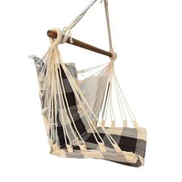 Imagem de Rede Cadeira De Teto Suspensa Reforçada Descanso e Balanço(MARROM-XADREX-CADEIRA)
