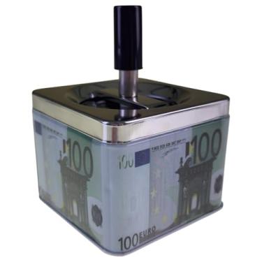 Imagem de Cinzeiro Com Tampa Basculante Giratória Reservatório Inox Sem Cheiro Quadrado Várias Estampas (Estampa Dinheiro - MOD B, 2)