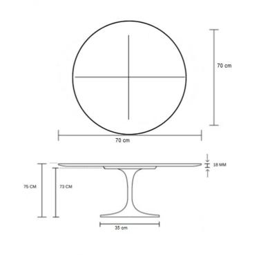Imagem de Mesa De Jantar Tulipa Redonda 70cm - Laqueada Branco