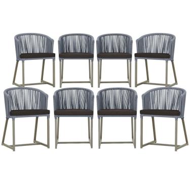 Imagem de 8 Cadeiras De Jantar área Noronha Fendi E9 Trama Original Prata