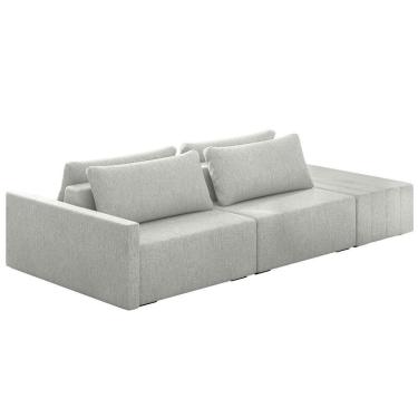 Imagem de Sofá Ilha Modular Com Puff Para Sala Living 252cm Georgia K04 Linho Cinza - Mpozenato