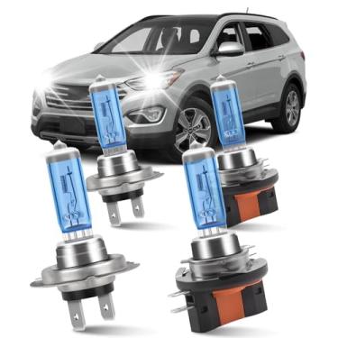Imagem de KINGSOFE Adequado para lâmpadas de farol Hyundai Santa Fe 2010-2016, kit de lâmpadas de halogêneo de feixe baixo H7 High Beam H11B 300% de brilho 100W, 6000K super luz branca, 12V/100W, pacote com 4