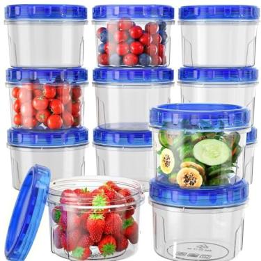 Imagem de Recipientes de plástico para freezer 500 ml caixa organizadora de alimentos para geladeira com tampa superior giratória frascos selados para cozinha à prova de vazamento (5 peças, 11,5 x 11,5 x 8 cm)