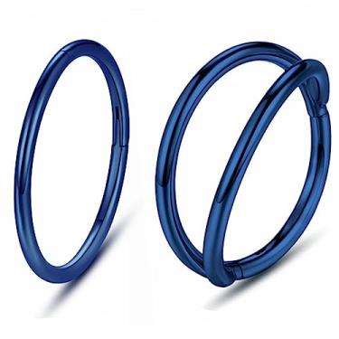 Imagem de YROGCU Piercing de nariz piercing de lábio septo: anel duplo/triplo aberto empilhado 14G/16G/18G/20G 6 mm/8 mm/10 mm/12 mm 316L aço cirúrgico 316L brinco helix torre concha cartilagem daith tragus