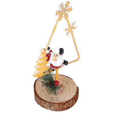 Imagem de ZJchao Enfeite de Natal, Linda Decoração de Papai Noel para Férias Com Material de Ferro e Madeira, Tamanho Compacto 17x10 5x7 8cm para Mesa e Decoração de Festival