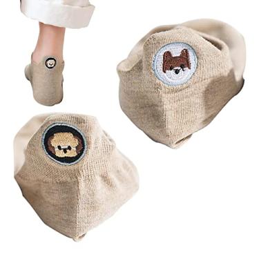 Imagem de Meias femininas invisíveis - desenho animado bordado meias tornozelo | Meias barco algodão macias e confortáveis para mulheres e meninas Hoghaki