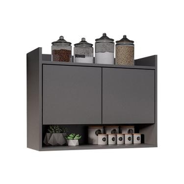 Imagem de Armário De Cozinha Aéreo 70,5 Cm Com Nicho Colin Grafite M12 - D'rossi