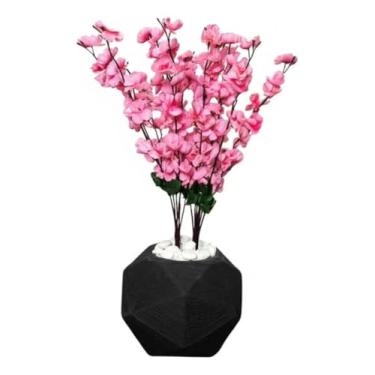 Imagem de Flor Cerejeira Pessegueiro Artificial Buque Com Vaso Esfera Preto