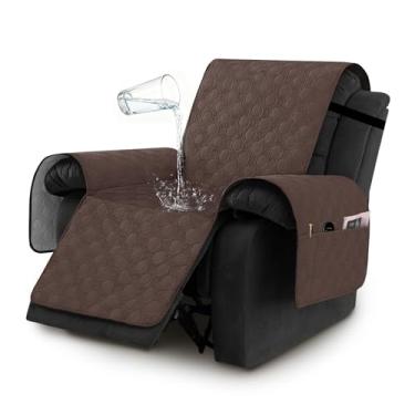 Imagem de H.VERSAILTEX Capas de cadeira reclinável 100% à prova d'água, capas reclináveis antiderrapantes permanecem no lugar, capa grossa para cadeira reclinável com bolso, protetor de capa de sofá de cachorro