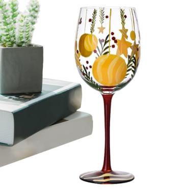 Imagem de Taças de vinho de Natal com haste - copo de vidro vinho tinto copos de Natal com haste - decoração de vidro mesa engraçada centro de mesa para suco de champanhe