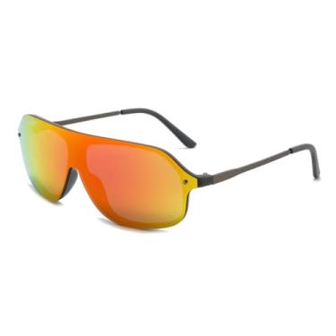 Imagem de Óculos de sol grandes, coloridos e em bloco, estilo max fashion, esportivo (vermelho)