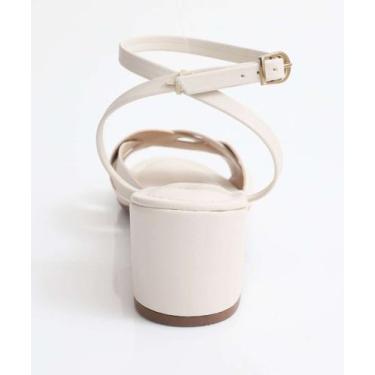Imagem de Sandália Feminina Salto Grosso Via Uno Off White-97081, Off white, 36