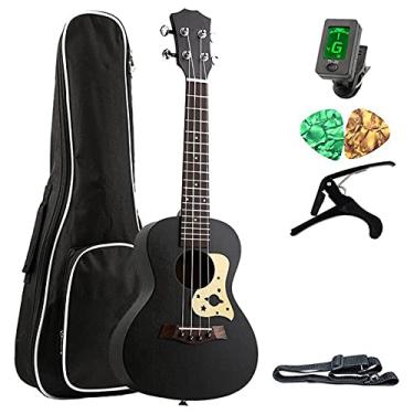 Imagem de Ukulele de concerto de 58 cm preto céu estrelado 4 cordas mini guitarra havaiana ukulele acústico ukulele infantil