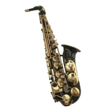 Imagem de Instrumento de saxofone saxofone alto E-flat instrumento musical profissional de saxofone com estojo acessórios para iniciantes e adultos praticam tocar (caixa de couro)
