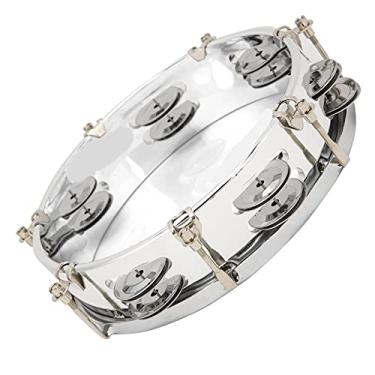 Imagem de Matybobe Instrumento de percussão portátil de tambor de 20 cm de fileira dupla para iniciantes (transparente)