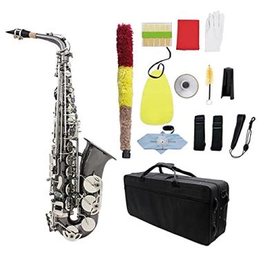 Imagem de Saxofone profissional saxofone alto preto niquelado instrumento de sopro para iniciantes, kit de saxofone alto para iniciantes