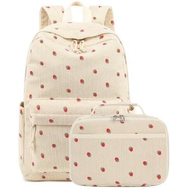 Imagem de Mochila Bluboon para Niños en Pana con Diseño de Fresas y Lonchera