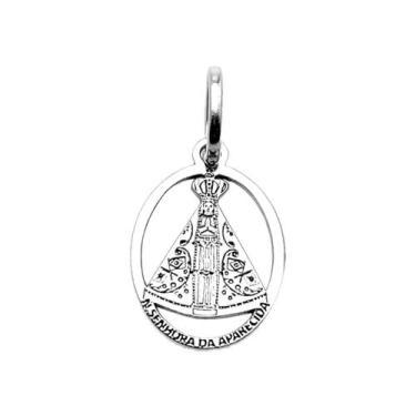 Imagem de Pingente Nossa Senhora Aparecida Medalha Vazada Prata 925 Legítima Mac