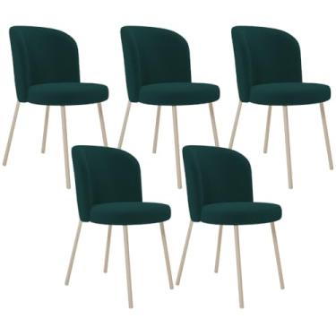 Imagem de Kit 05 Cadeiras Para Sala de Jantar Cozinha Estofada Gavi Arena L02 Bouclê Verde - Lyam Decor