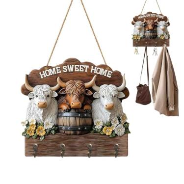 Imagem de Porta-chaves para parede, porta-chaves plano de 2D com 4 ganchos, gancho de entrada de | para corredor, banheiro, cozinha, armário, sala de estar, quarto, escritório, apartamento, casa