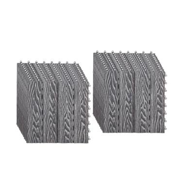 Imagem de Azulejos de deck interligados, azulejos de piso de pátio composto WPC com sistema de clique função de drenagem para varanda piscina varanda quintal área de jogo deck todos os climas uso 1 ㎡ A2 22