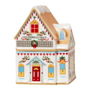 Imagem de predolo Decoração de Natal em formato de casa de especiarias para vila natalina, frasco de especiarias vazio reutilizável em miniatura de resina, com glitter, Style E