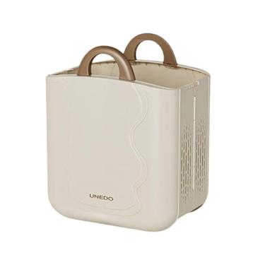 Imagem de Fenteer Cesto de roupa dobrável, cesto de roupa suja respirável, moderno, organizador de roupas sujas, organizador de armazenamento para casa, faculdade, Bege