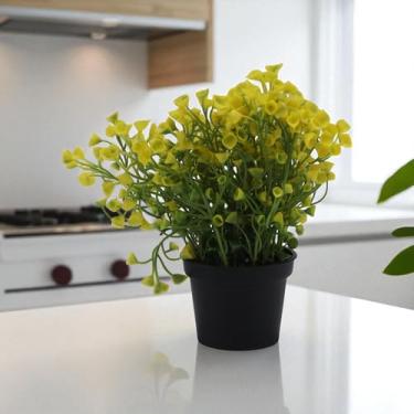Imagem de Generic 1 vaso decorativo de plantas artificiais Bellflower plástico amarelo 9,5 x 9,5 x 27 cm