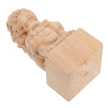 Imagem de Healifty Acabamentos romanos de madeira maciça de cães Fu para móveis decorativos para cercas e abajur, topo de harpa clara em acabamentos de madeira esculpida para artesanato e decoração de casa
