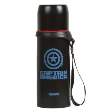 Imagem de Garrafa Infantil Aço - Térmica - 350 ml - Marvel Avengers - Capitão América - Dermiwil