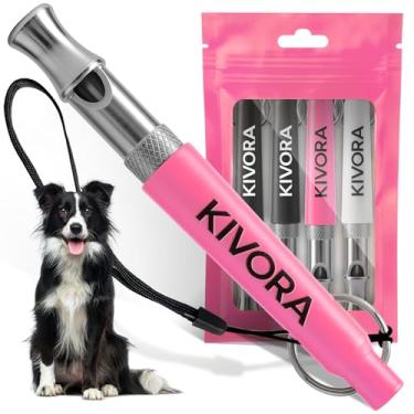 Imagem de KIVORA Pacote com 4 apitos para cães para parar de latir vizinhos, apito ultrassônico ajustável de aço inoxidável 304 para treinamento de cães para recall e controle de latidos, apito profissional