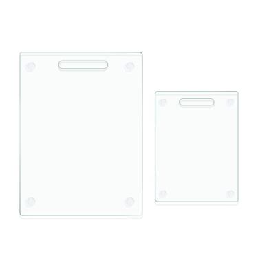 Imagem de VSAR House Tábuas de corte de vidro temperado com alça, 2 tábuas de corte de vidro, conjunto de tábuas de corte de vidro de 40,6 x 30,5 cm x 20,3 cm com pé antiderrapante, resistente a arranhões e